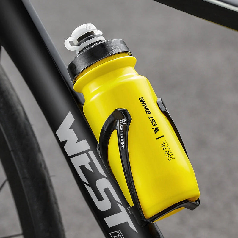 WEST BIKING 550ML Extrusion Bicycle Water Bottle Portable Lightweight Drop-resistant Leak-proof Sports Bike Kettle for MTB Outdoor Cycling