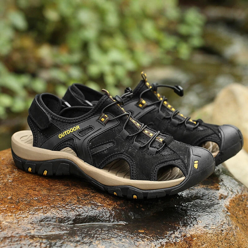 Men's Sandals Genuine Leather Summer Shoes Retro Outudoor Man Sandalias Vintage Fashion Men Shoe Trekking Beach Footwear