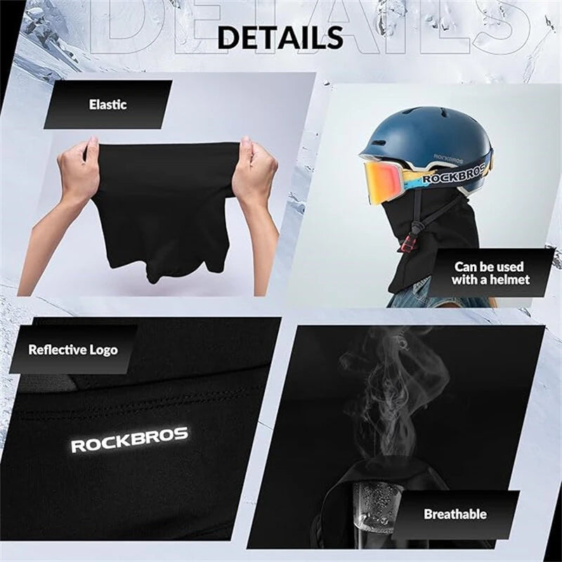 ROCKBROS Full Face Mask Warm Winter Scarf Balaclava Helmet Liner Fishing Skiing Hiking Bike Mask Windproof Breathable Headgear