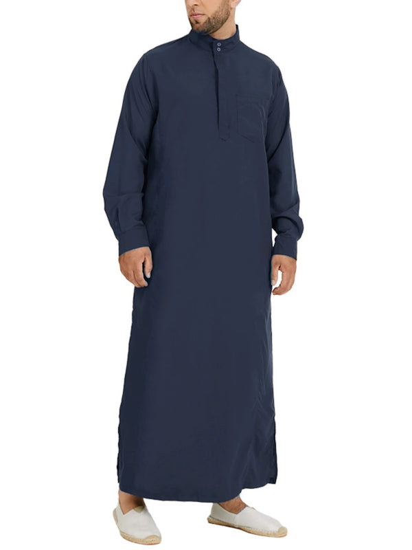 INCERUN Mens Robes Saudi Style Thobe Dishdash Jubba Arab Robe Islamic Clothing Long Maxi Dress Tops