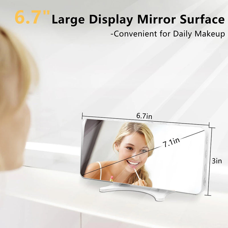 Smart LED Mirror Digital Clock Alarm Clock LED Digital Clock Auto Dimming Mirror Rechargeable Digital Clock for Bedrooms 4 Level Brightness&2 Level Volume