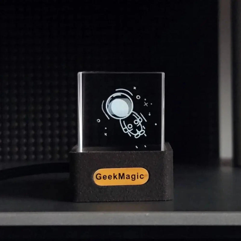Transparent Mini WiFi Weather Clock GIFTV Smart Weather Station with GIF Animation Album Holographic Creative Gift Photo Display Crystal Cube