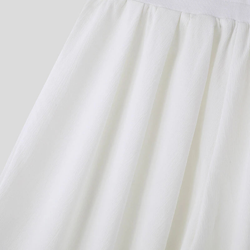 INCERUN Mens Trendy Wide Leg Pants Solid Color Casual Loose Foots-binding Pants Plus Size, Spring Fall, S-5XL