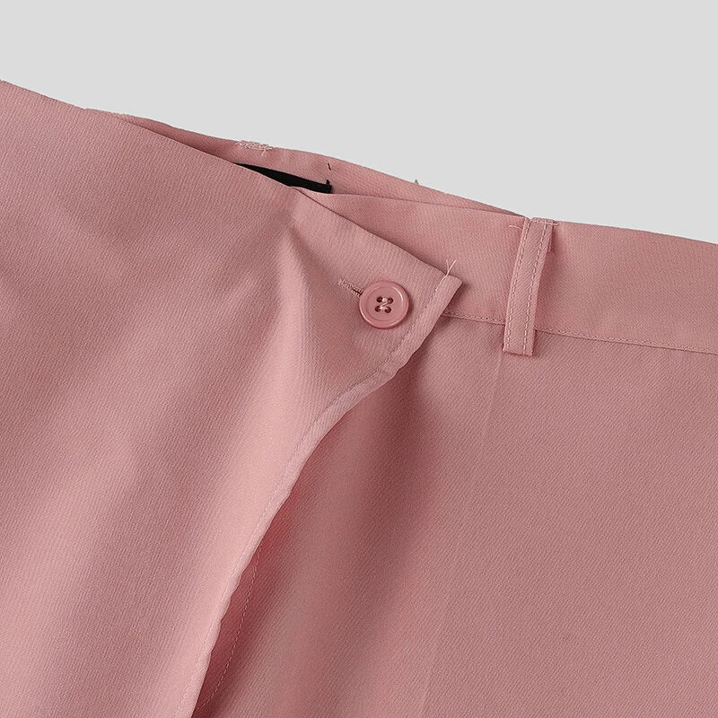 INCERUN Mens Solid Color Long Sleeve Two-Piece Outfit Collarless Blazer & Suit Pants Men's Fashion Set