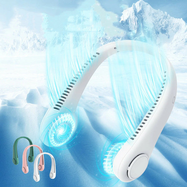 Rechargeable Bladeless Neckband Fans Air Cooler Summer Air Cooling Hanging Neck Fan Leafless Twistable Usb Ventilator