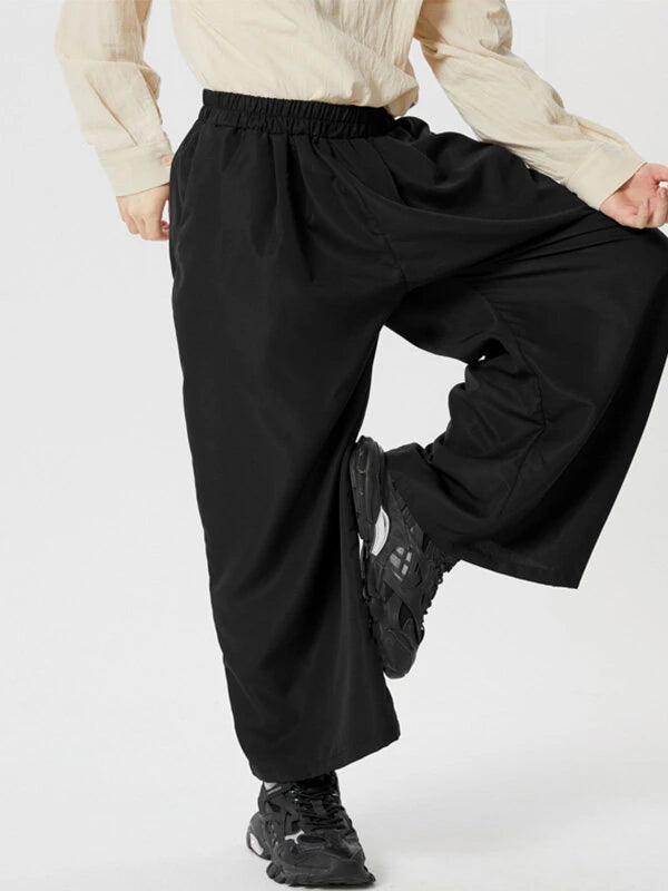 INCERUN Mens Solid Color Comfortable Loose Fit Elastic Pants