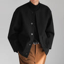 INCERUN Mens Solid Button Front Casual Tweed Jacket Comfortable Crew Neck Outerwear with Side Pockets Large Size S-5XL for Fall