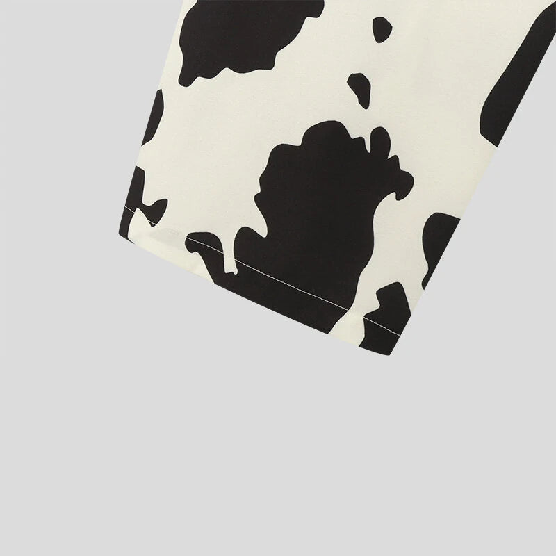 INCERUN Men Pants Fashion Milk Print Scooped Pants Summer Party Button Trousers Male Clothing Bottoms