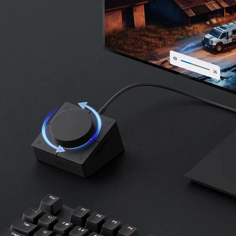 Hagibis Knob USB-C Hub with Shortcut Buttons Type-C RGB Docking Station with 5Gbps USB3.0*2 / 5Gbps USB-C / PD100W USB-C / HOST / 4K@60Hz HD / 1000M RJ45 / SD3.0/TF3.0 Volume Adjustment Desktop Controller for Macbook Win Laptop