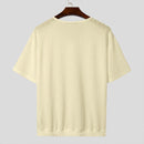 INCERUN Mens Solid V-Neck Short Sleeve T-Shirt Fashion Comfortable Fabric See-through Tshirt for Men