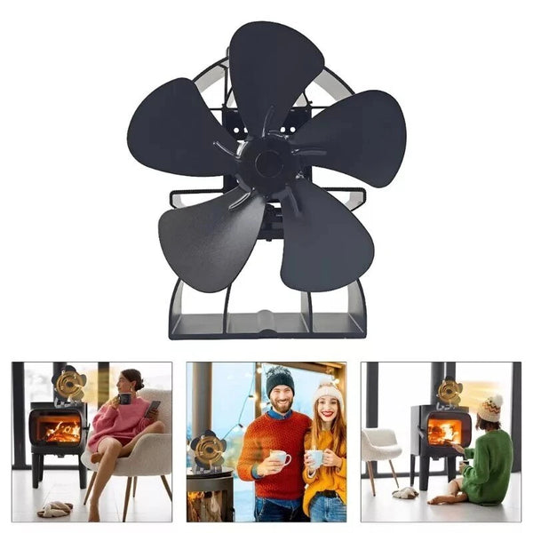 DY565J Energy Saving Fireplace Fan 5 Blade Oven Quiet SafeHeat Powered Stove Fan No Electricity Log Wood Burner Eco Friendly Fan