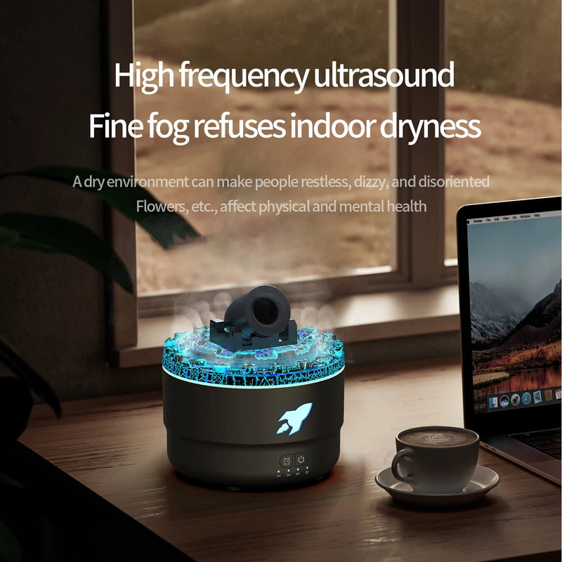 Volcanic Crack Light Artillery Air Humidifier Aromatherapy Diffuser 200ML Capacity Auto Shut-off Timer Silent Operation Dynamic Lighting for Home and Office