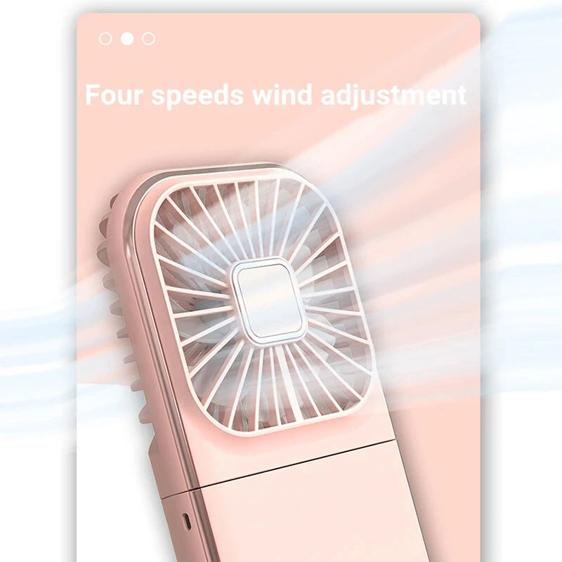 Mini Portable Outdoor Hand Fan Hanging Neck Fan USB Charging 3000mAh Battery Powered 180 Folding Wireless Table Air Cooling Fan