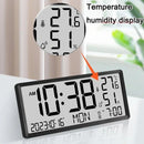 Large LCD Digital Wall Clock Temperature Humidity Display Alarm Clock Hanging/Desktop Digital Clock Plugged in Electronic Desktop Clock for Home and Offices