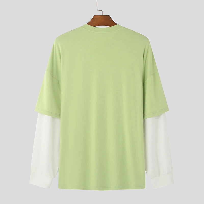 INCERUN Mens Cat Print Long Sleeve T-Shirt Casual Comfortable Crew Neck Top for Male Spring Fall S-5XL