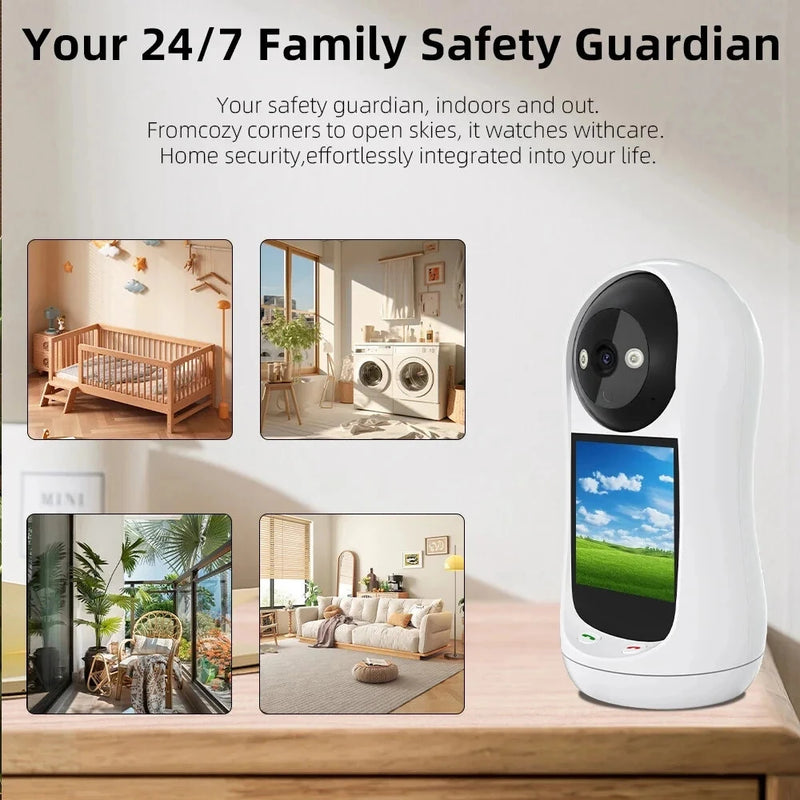 3MP 2K PTZ Wifi IP Camera Video Call with 2.8 Inch IPS Screen Baby Cry Sound Detection Security IP Camera Baby Monitor iCSee