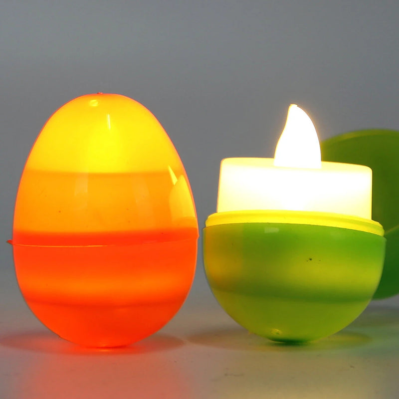 12PCS LED Easter Egg Festival Decoration Luminous Egg Scene Layout Easter Egg Plastic Capsule Egg Lamps