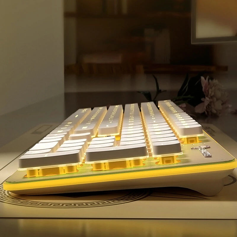 LANGTU LT600 104 Keys 2.4G RGB Wireless Keyboard Mechanical Feel Membrane Touch Silent Wireless Waterproof Keyboard for PC Laptop Office