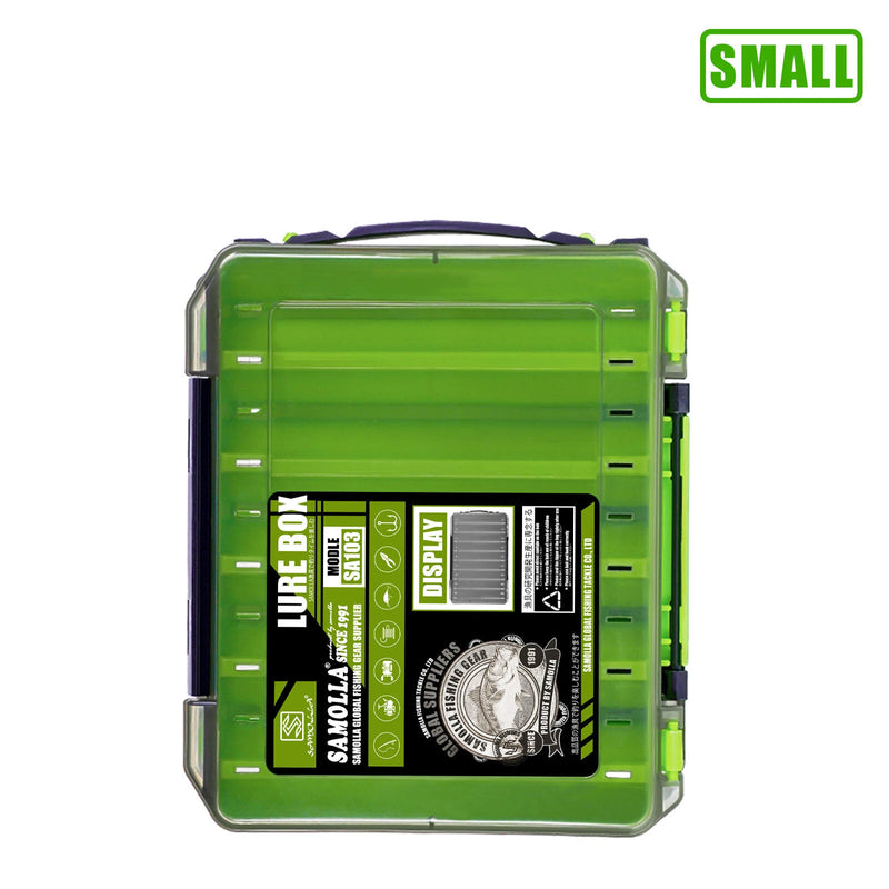 SAMOLLA 10 Compartments Small Double Fishing Tackle Box Portable Handle Lure Baits Container Y-slot Storage Organizer