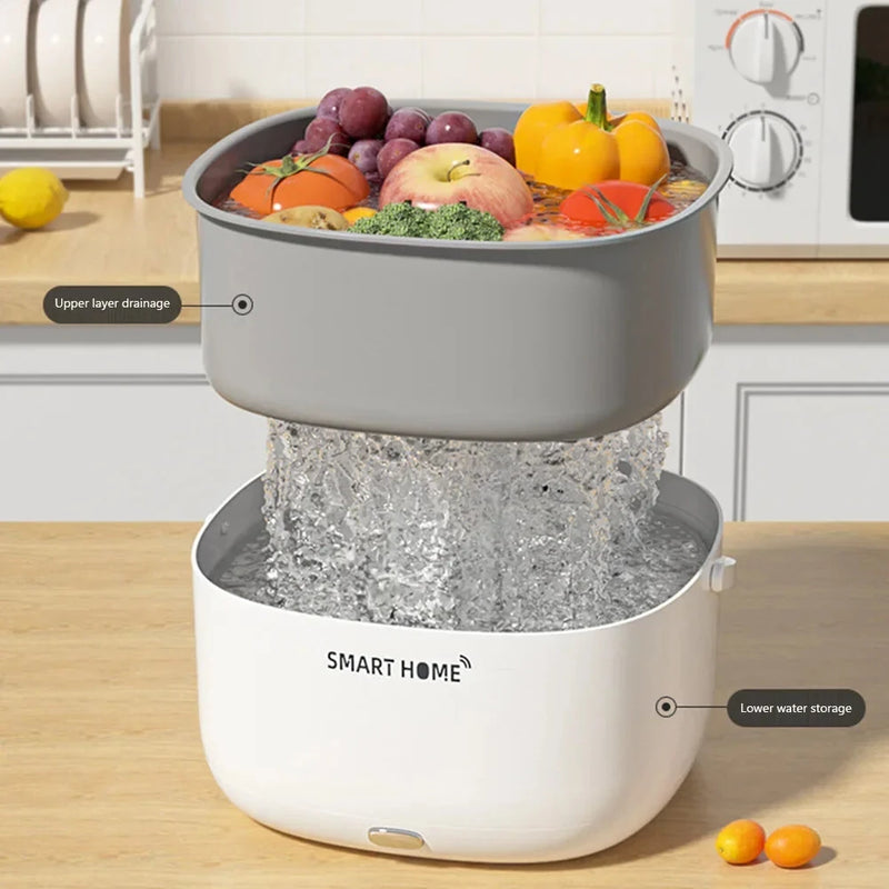 Multifunctional Ultrasonic Vegetable Cleaning Machine Household Food Removal Pesticide Residue Cleaning Machine Kitchen Fruit Dirt Cleaning Cleaning Basket