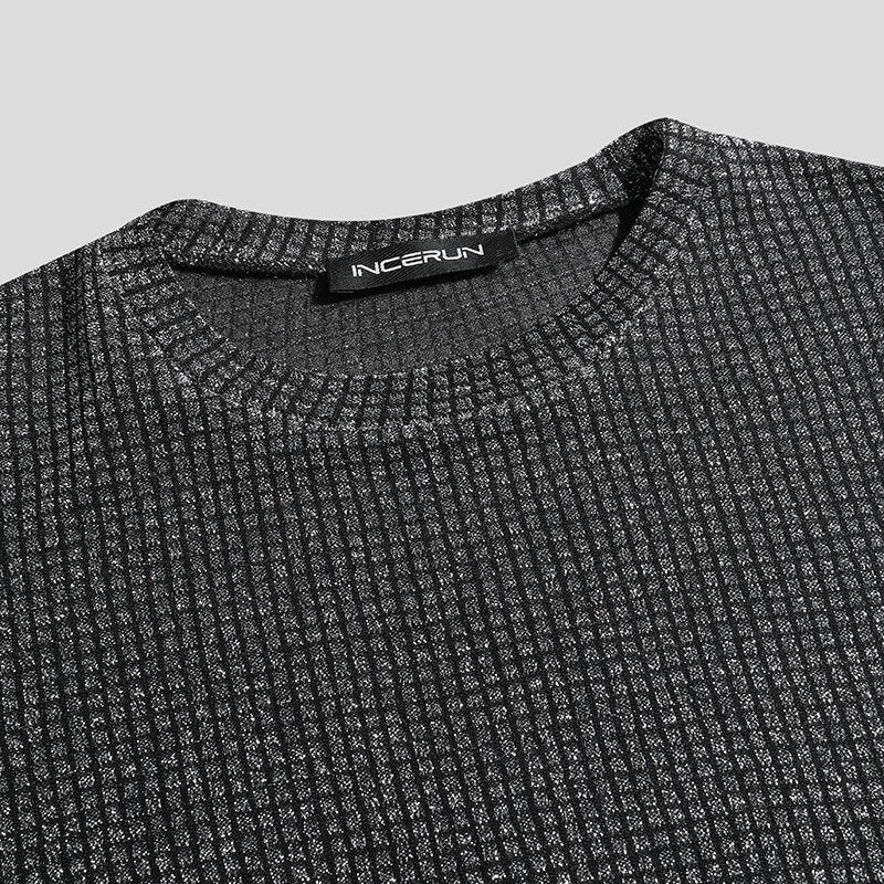 INCERUN Men Mesh Thin Long Sleeve T-shirts Comfortable Loose Fit Sun Protection Crew Neck Top Large Size S-5XL for Spring Fall