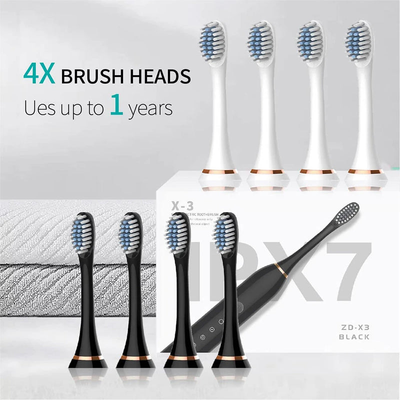Ultrasonic Electric Toothbrush USB Charging Toothbrush for Adults Children Soft Bristles Portable Waterproof Brush Kit with 4 Brush Heads