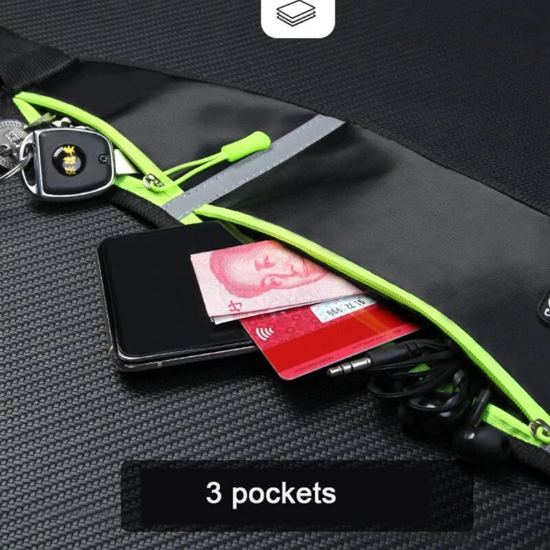 Running Black Grey Waist Bag Adjustable High Capacity Lightweight Waterproof Sports Fanny Pack for Workout Fitness Cycling