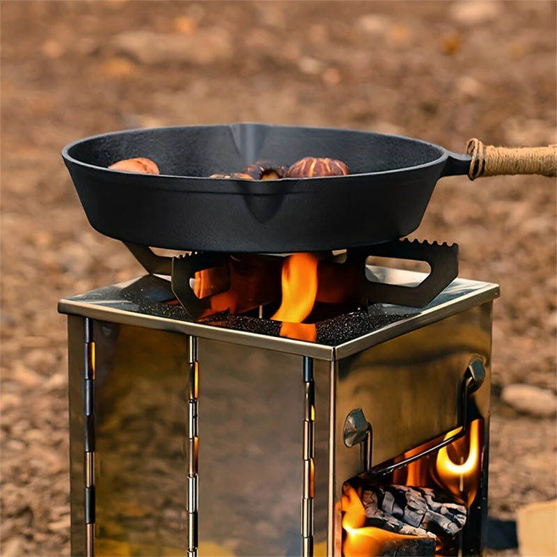 IPRee Folding Stainless Steel Oven Portable Wood Burner Camping Wood Stove Mini BBQ Grill Carry Bag Camping Supplies Fire Wood Heater