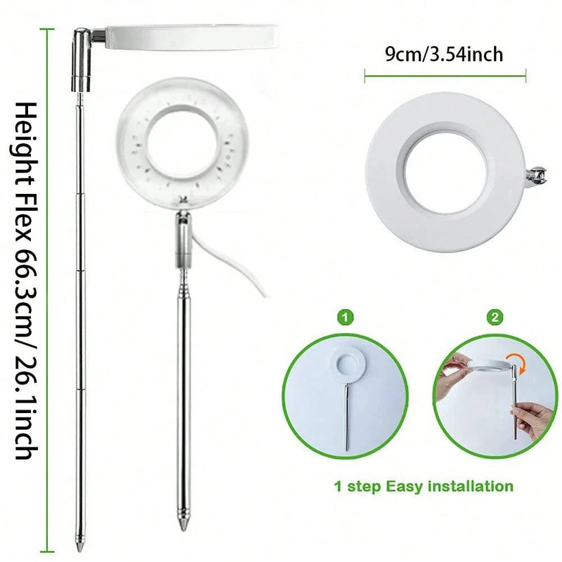 1 To 3 Angel Ring USB Plant LED Light with 3 Lamp Heads 2/4/8 Hours Switch Timer 4 Level Brightness Adjustment Suitable for Indoor Plant Growth