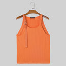 INCERUN Men Adjustable Shoulder Strap Tank Top Summer Knitted Solid Color Sleeveless Mens Vest Daily Male Clothing Tops