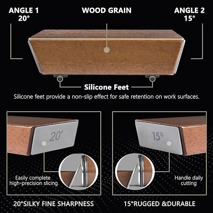 Newly Knife Sharpener Rolling Magnetic Knife Sharpener Kit Roller Edge Countertop Rolling Knife Sharpener Tool Two Sharpening Angles of 15 and 20 for Any Hardness Steel Makes Knife Sharpening