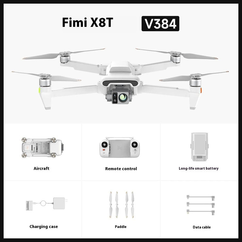 FIMI X8T V384 Roklink 5.0 20KM FPV With 48MP Wide-Angle Tele 18mm Thermal Lens Triple Camera Gimbal AI Super Night Video 47mins Flight Time Foldable RC Drone Quadcopter RTF