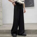 INCERUN Men Wide-leg Solid Color Casual Pants with Pockets Cropped Design Zipper Botton Trousers Plus Size