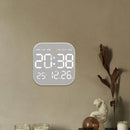 Metal Brushed Texture Digital Wall Clock Alarm Set Large Display Screen LED Alarm Clock Home Office Bedroom with Remote Control
