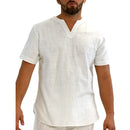 Linen Men's Short Sleeve Summer Cool Comfortable Shirt Tee Loose Tops Outdoor Hiking Holiday