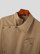 INCERUN Men Shirts Fashion Solid Color Lapel Shirt Top Daily Long Sleeve Shirt Mens Clothing with Pocket Casual Men's Suits