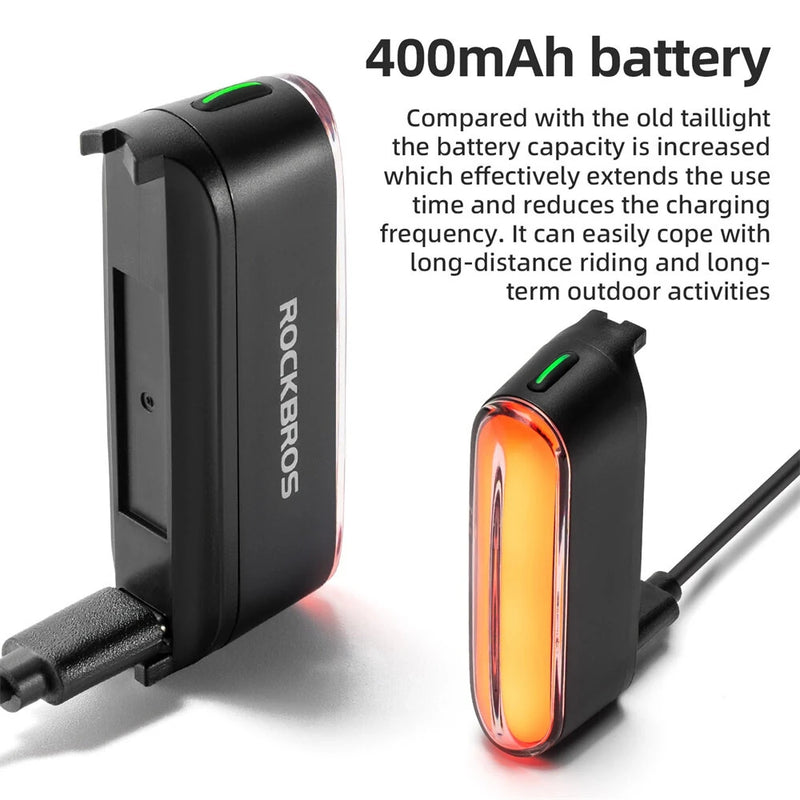 ROCKBROS Magnetic Bicycle Taillight Smart Brake Light 7 Lighting Modes IPX6 Waterproof USB Rechargeable LED Bicycle Rear Light for Night Riding