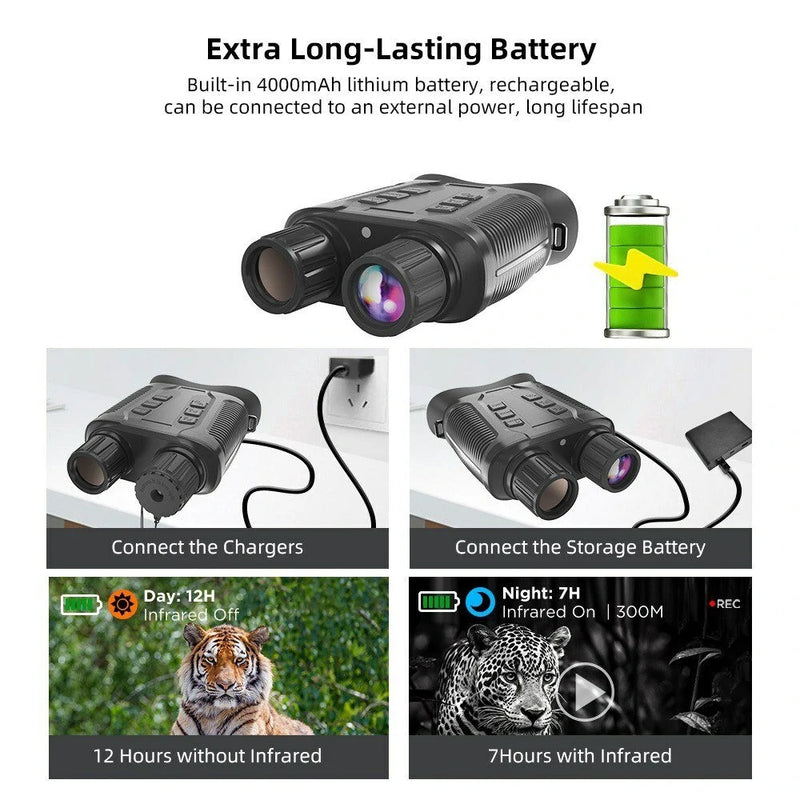 NV3280 Full-Color Night Vision Binoculars Digital Infrared Telescope with 10X Optical Zoom Large Screen Waterproof Outdoors Telescopes for Hunting