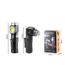 2 In 1 L-shape Flashlight LED Headlamp USB Rechargeable Bright Magnet Strong Mini Torch 90-Degree Adjustable Multi-Functional Outdoor Adventure Tool Compact Clip Light Waterproof Hiking Gear
