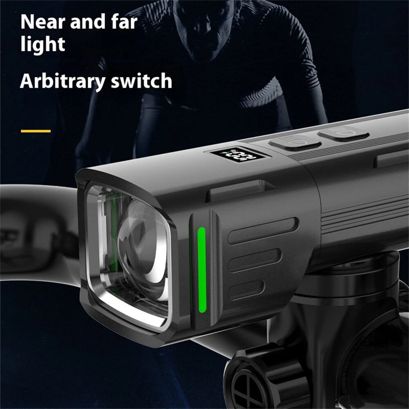 BIKIGHT Digital Display Bike Headlight Near and Far Light Anti-glear Design Type-C Rechargeable Waterproof Cycling for MTB Bike Road Bike