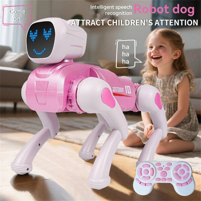 2.4GHz Remote Control Mechanical AI Intelligent Robot Dog Programming Interactive Toy Voice App Bluetooth Control for Children Gift