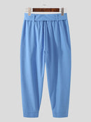 INCERUN Men Pants Fashion Solid Color Bow Knot Trousers Men Streetwear Elastic Waist Harem Pants