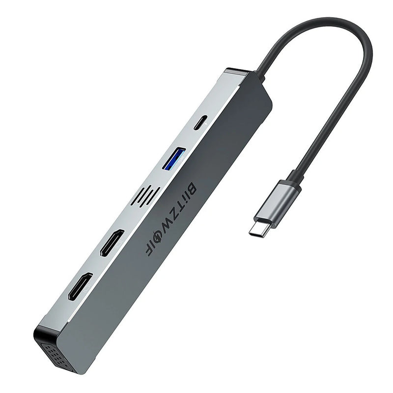 BlitzWolf BW-NEW TH11 5 in 1 USB Hubs with Dual HDMI 4K@30Hz / VGA/ USB3.0 / 100W PD Charging / Type C Docking Station for Apple Huawei Laptops Macbook