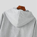 INCERUN Men Hooded Sweatshirts Trendy Asymmetric Zip Long Sleeve Hoodie with Irregular Hem for Fashion-forward Males Clothing
