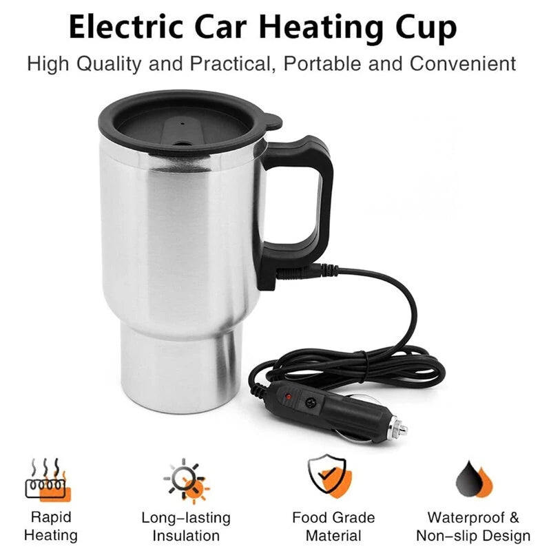 IPRee Car Kettle Electric Kettle Camping 12V 450ml Portable Travel Car Truck Kettle Hot Water Heater Bottle for Tea Coffee Making Heating Cup
