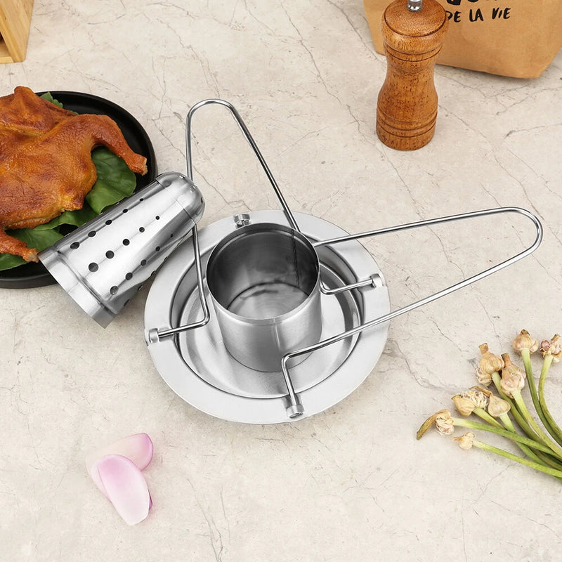 Stainless Steel Removable Chicken Roasting Rack Plate Grilled Chicken Rack Camping Outdoor Barbecue Tray Grilled Chicken Home Kitchen Fork Chicken Rack