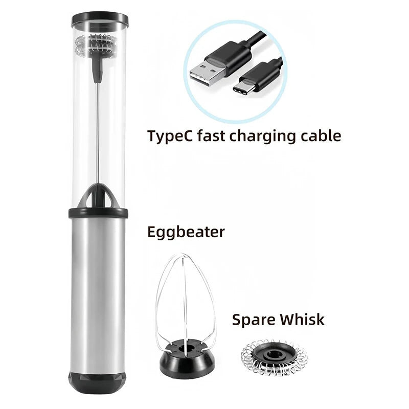 Portable Electric Milk Frother USB Rechargeable Egg Beater Matcha Frother Coffee Cappuccino, Latte, Protein Powder, Matcha Mixer