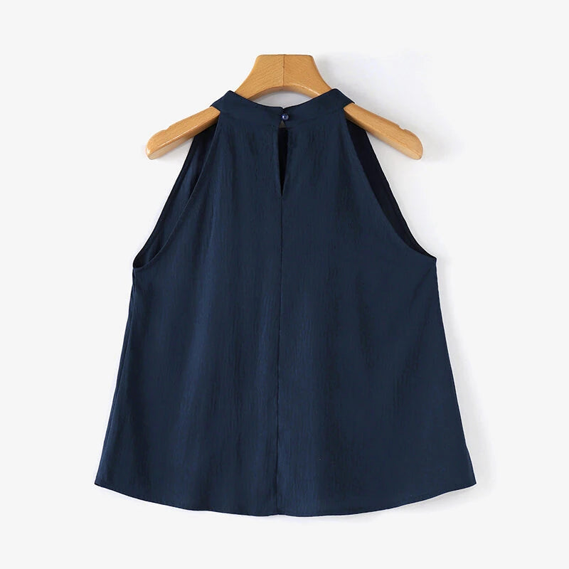 ZANZEA Elegant Style Womens Tank Vest Summer Sleeveless O-Neck Plain Casual Loose Camisoles Top