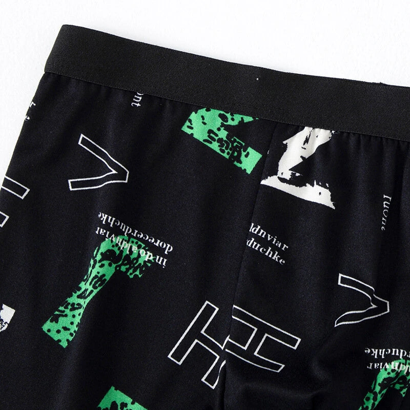4pcs Men's Boxer Briefs Fashion Printed Underwear Comfortable Breathable Casual Shortie Panties