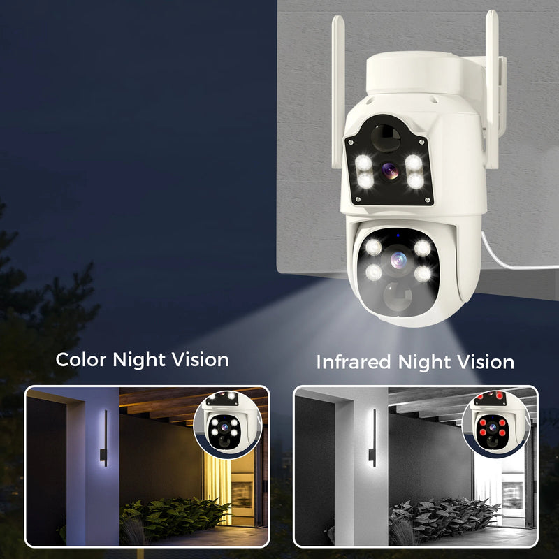 Hiseeu WTDS803 6MP Pixels Solar Powered Dual Lens Wireless WIFI IP Camera with Color Night Vision PIR Motion Alerts Eseecloud App Remote Control IP65 Waterproof